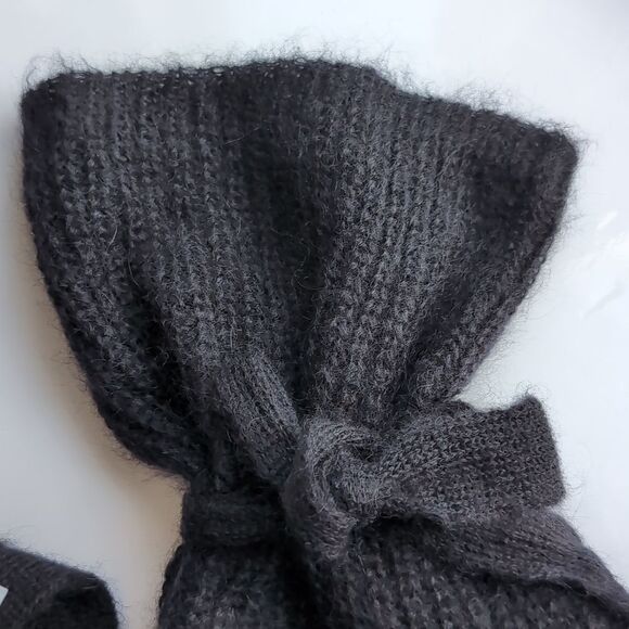 Naadam Black Mohair Wool Bow Sleeve Flowy Drapey Cardigan Sweater L - Picture 15 of 15